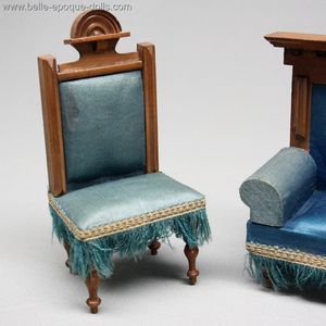 Antique german dolls house furniture  , Antique Dollhouse miniature wooden salon , Puppenstuben mobel 