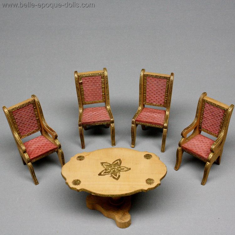 Antique Dollhouse miniature Badeuille , antique French salon set 