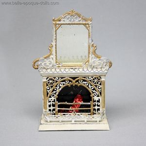 Antique Miniature  Fire-place with Central Mirror