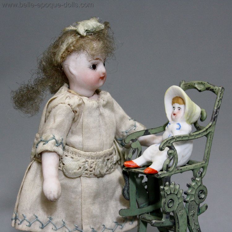 Antique Dollhouse miniature baby chair , Puppenstuben zubehor