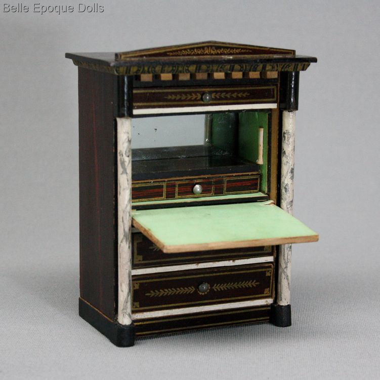 Antique Dollhouse miniature desk biedermeier , Puppenstuben zubehor