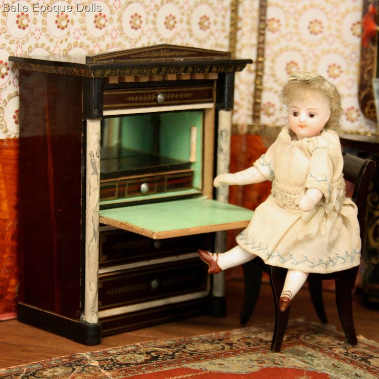 Antique dolls house furniture secretaire walterhausen , Puppenstuben zubehor