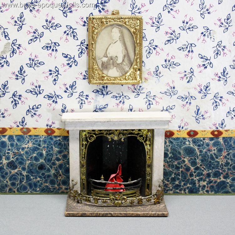 Antique dolls house furniture fireplace , Puppenstuben zubehor