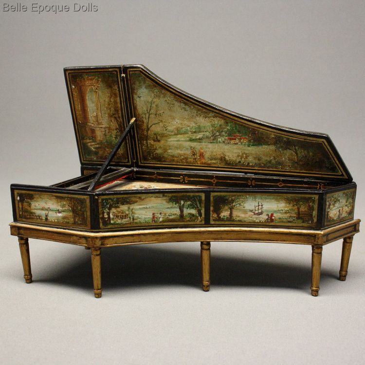 Antique Dollhouse miniature Harpsichord  , Puppenstuben zubehor Cembalo