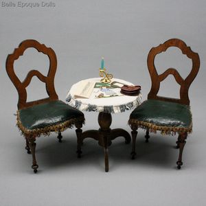 Miniature Parlor set with Embroidered Table Top