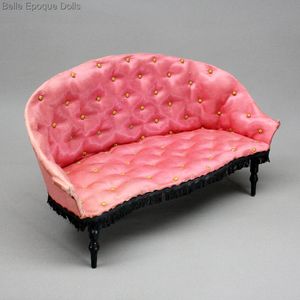 Antique French salon furniture , antique French furnishings , Tufted upholstery Napoleon III miniature salon 