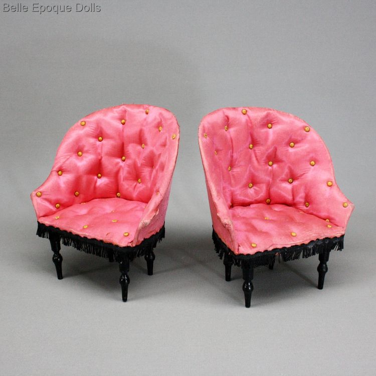 Gaultier fashion doll salon , Tufted upholstery Napoleon III miniature salon , antique French furnishings