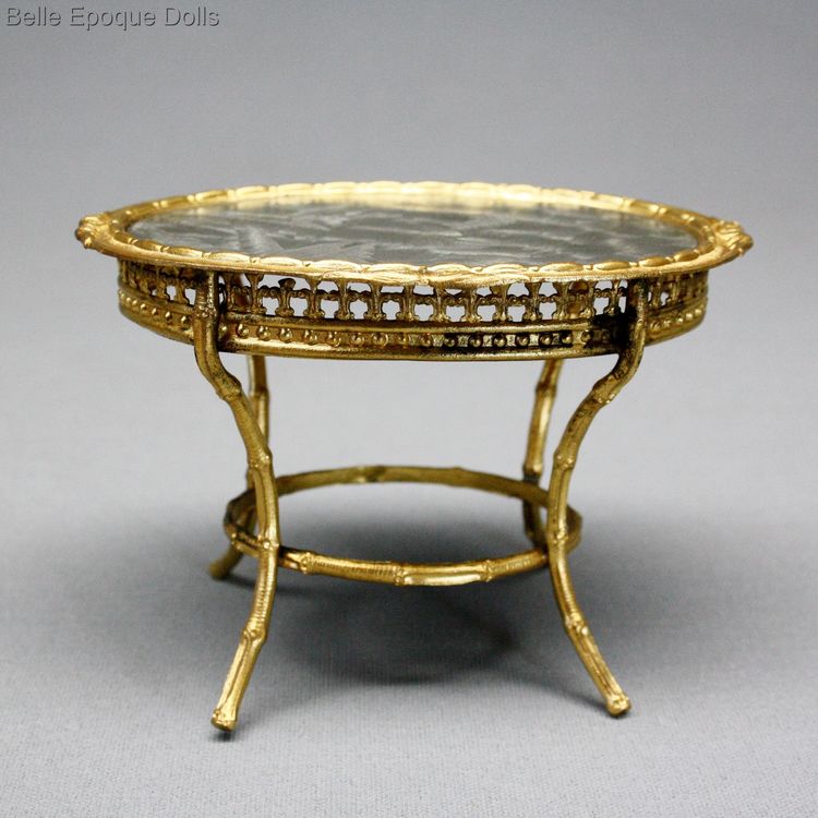 metal toys , german erhard shne oval table ormolu  , erhard shne dollhouse accessories furnishings