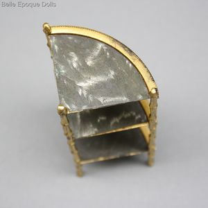 antique miniature dollhouse corner shelf , german ormolu dollhouse accessory , metal toys erhard shne 