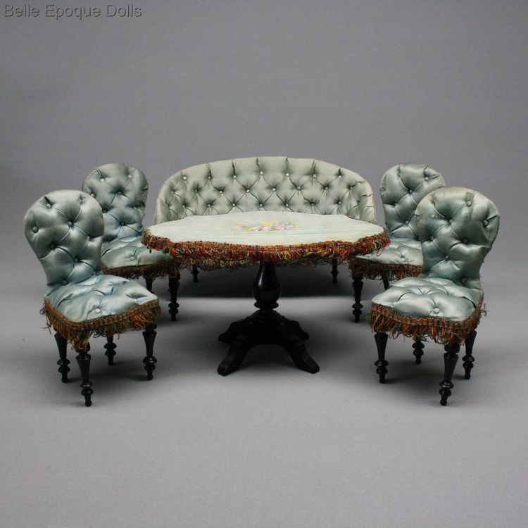 Tufted upholstery Napoleon III miniature salon ,  Mbel Salon fr antike franzsische modepuppe 