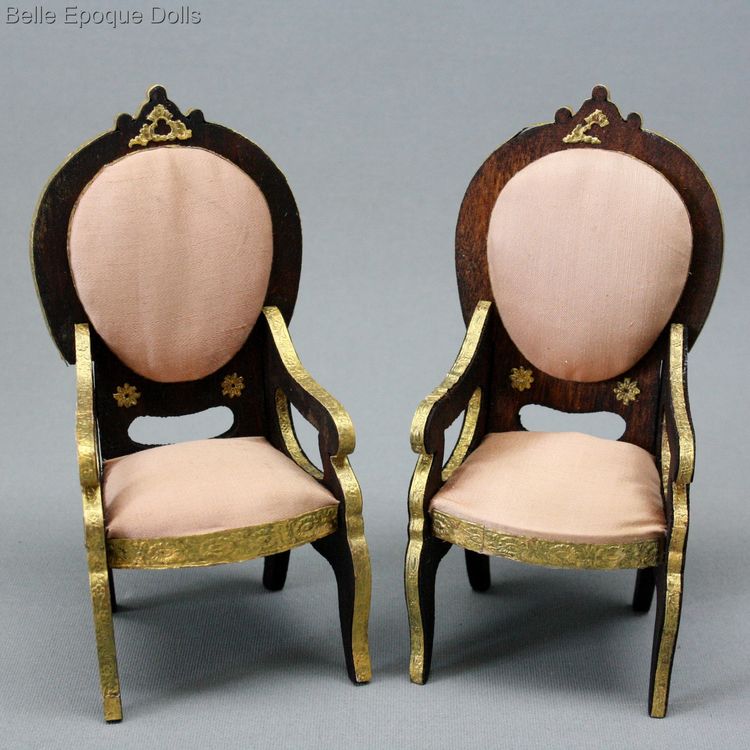 medaillon dollhouse armchair , french armchairs miniature antique