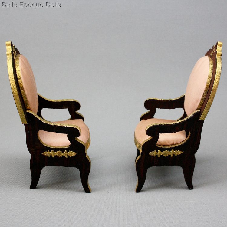 french armchairs miniature antique , badeuille armchairs dollhouse , french armchairs miniature antique