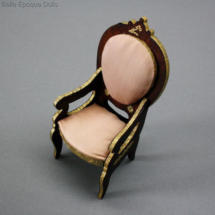 medaillon dollhouse armchair , french armchairs miniature antique