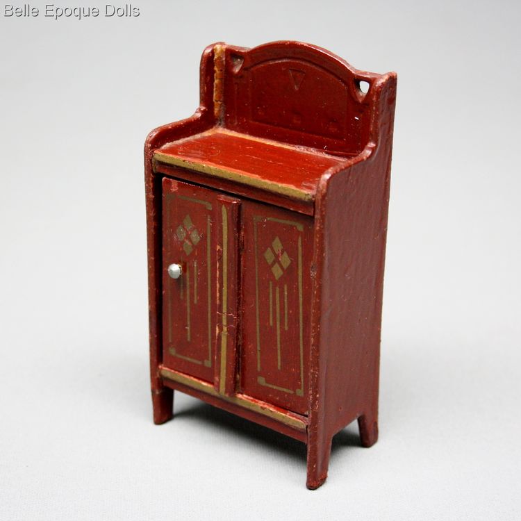 antique miniature dolls house , Moritz Gottschalk pressed cardboard dollhouse furniture 