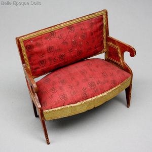 early French sofa , empire style sofa , antique miniature dollhouse sofa 