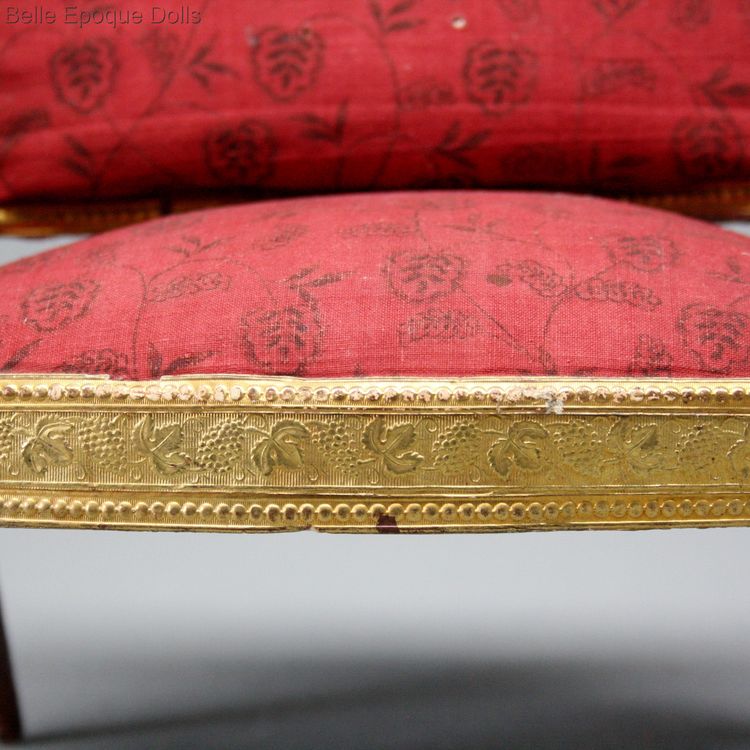 antique miniature dollhouse sofa , early French sofa , antique miniature dollhouse sofa