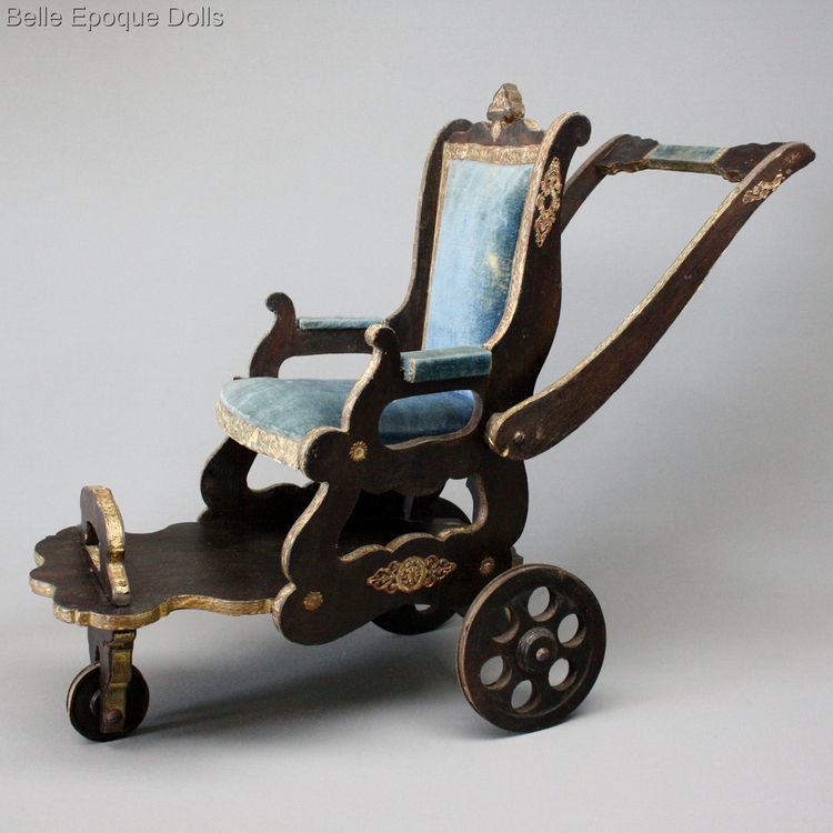 miniature doll bebe stroller , three wheel miniature doll carriage , badeuille doll carriage