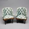 Tufted upholstery Napoleon III miniature salon , Antique Jumeau doll salon  , antique dressing sewing French table 