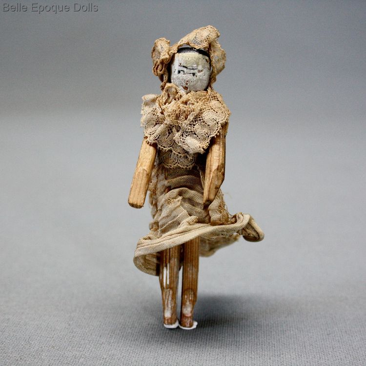 german wooden miniature doll , grdnertal doll , german wooden miniature doll