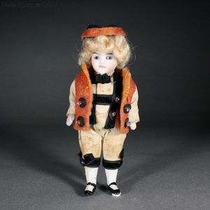 antique all bisque mignonette , miniature antique dollhouse doll , Puppenstuben puppen ganzbiskuit porzellan  