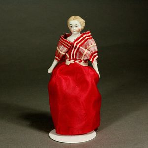 Antique Bisque Dollhouse Doll - Young Lady