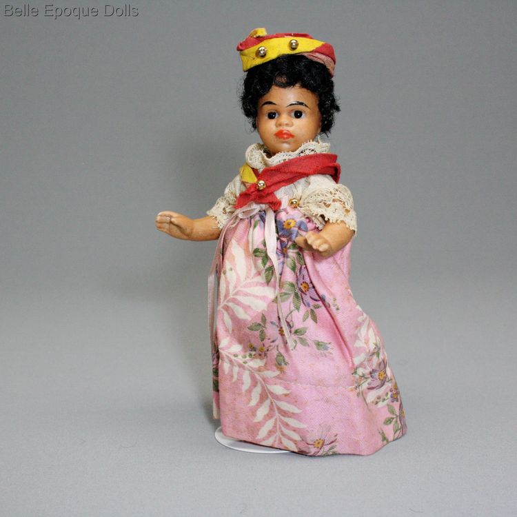antique mulatto Gebruder Kuhnlenz doll , Antique Brown Bare Feet mignonette  , Antique Dollhouse miniature