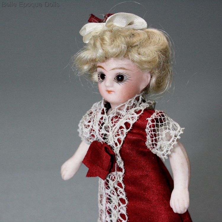 all bisque mignonette  , Antique dolls house all-bisque doll , Antique Dollhouse miniature doll 