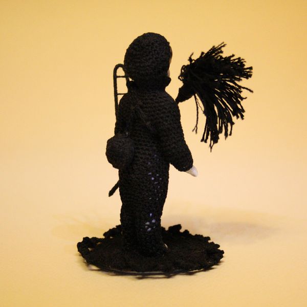 Antique frozen charlotte Chimney Sweeper , Antique all bisque varnished doll 