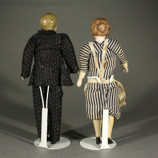 dollhouse dolls in service outfits , Antique dolls house servants  , Antique german Dollhouse dolls maid