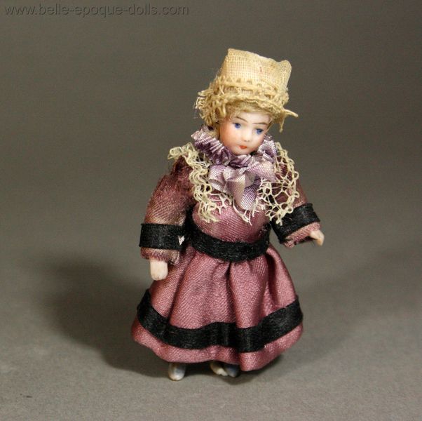 Antique Dollhouse miniature all bisque lilliputian doll , Puppenstuben puppen ganzbiskuit