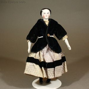Exceptional Early German China Head Lady Doll with Rare Sculpted Hair