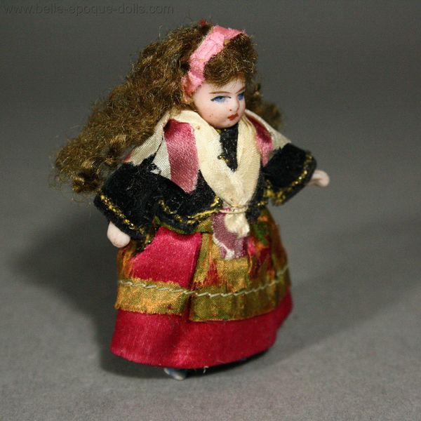 franzoesische puppenstubenpuppe , Antique  Lilliputian Doll , all bisque miniature antique doll