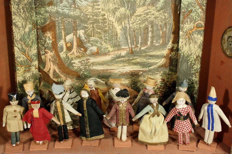 Antique Dollhouse miniature theater doll , Puppenstuben theater puppen