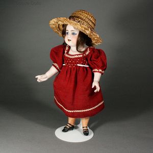 Antique all bisque doll mignonette , Antique mignonnette simon Halbig with orange stockings , ganzbiskuitpuppen simon halbig 