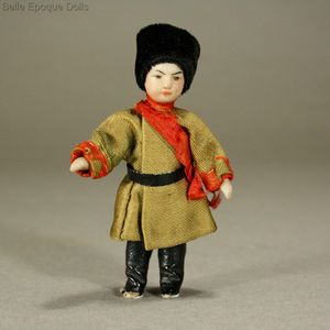 Antique Dollhouse all bisque doll miniature , Antique dolls house asian boy russian , Puppenstuben puppen orientalische 