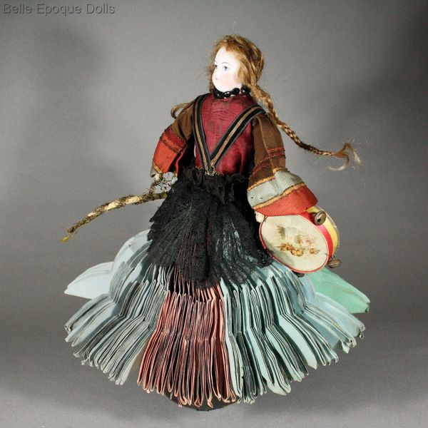 Antique Miniature Dolls / Charming French Bisque Shoulder Head Fortune Teller  Doll - Bonne Aventure Doll - Ref P458