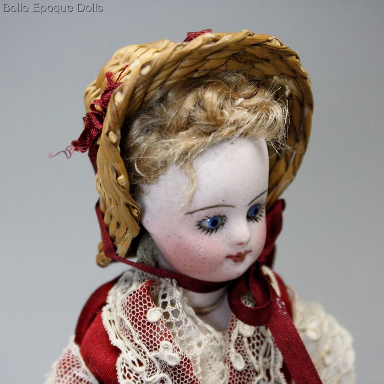 Poupée Ancienne Mignonnette En Biscuit (All Bisque) - Figurine De Collection En Porcelaine