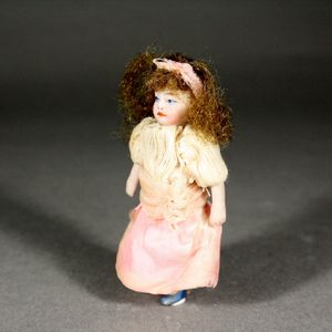 Antique dolls house lilliputian doll , Antique Dollhouse all bisque doll , Puppenstuben puppen 