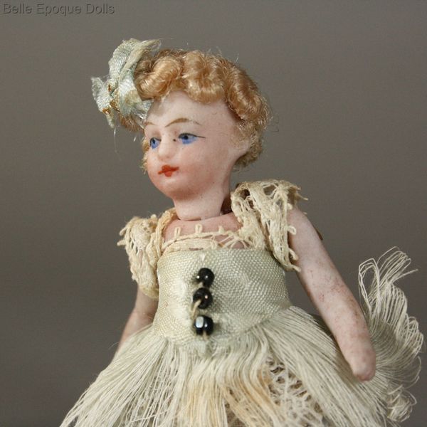 Antique dolls house all bisque ballerina dolls  , Puppenstuben puppen