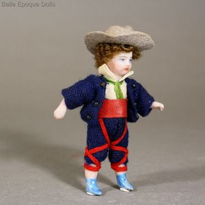 Antique dolls house all bisque doll , Antique Dollhouse miniature doll tiny lilliputian , Puppenstuben puppen 