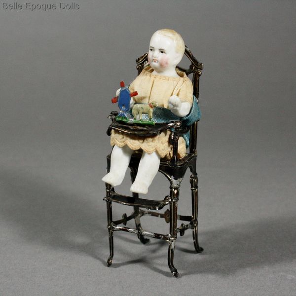 Puppenstuben zubehor , Antique Dollhouse miniature high child chair , Puppenstuben zubehor