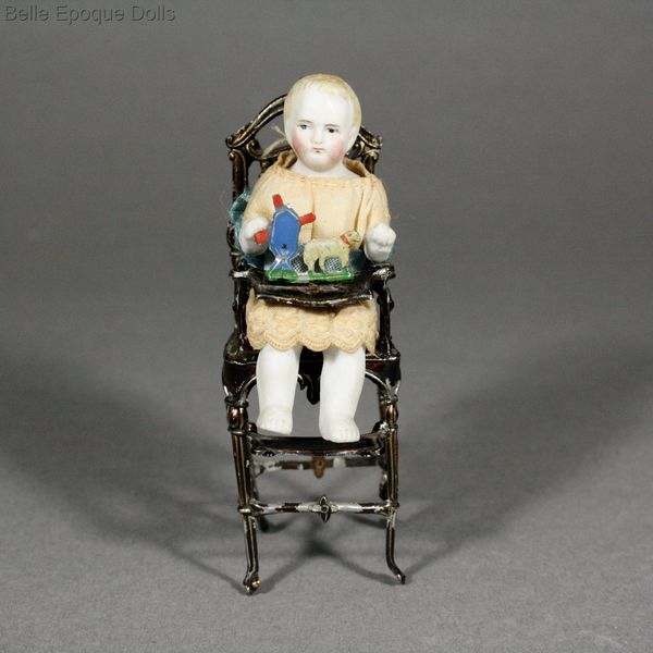 Antique Dollhouse miniature high child chair , Puppenstuben zubehor