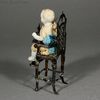 Antique dolls house metal high chair , Antique Dollhouse miniature high child chair , Puppenstuben zubehor 