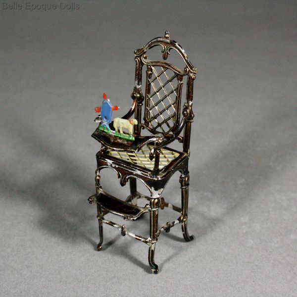 Puppenstuben zubehor , Antique Dollhouse miniature high child chair , Puppenstuben zubehor