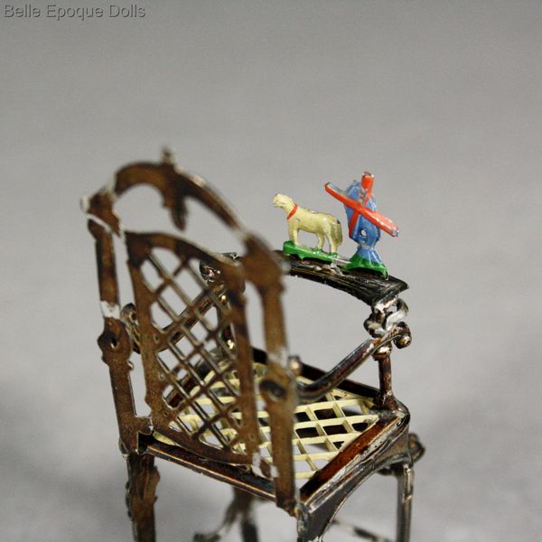 Antique Dollhouse miniature high child chair , Puppenstuben zubehor