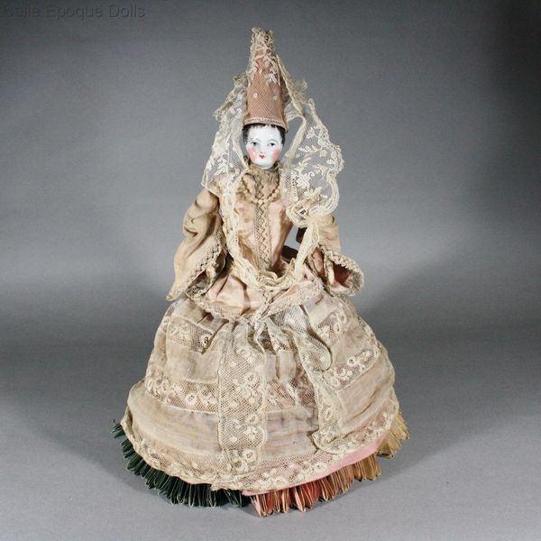 Glazed China Shoulder Head Fortune Teller Doll  , Antique french fortune teller doll ,  antique fortune telling doll