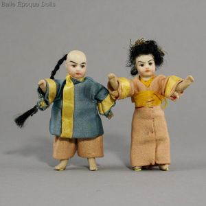 Lovely Pair of All-Bisque Asian Tiny Dolls