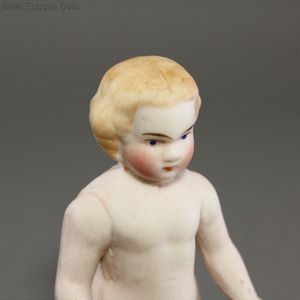Antique all-bisque frozen charlotte doll , Antique Dollhouse miniature bathdoll , Puppenstuben badekinder, badepuppen 