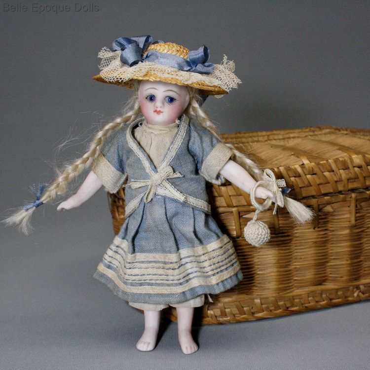 franzosiche ganzbiskuit puppenstuben puppen barfuss , antique French all bisque mignonette , Antique Dollhouse miniature doll