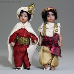 Pair of All-Bisque Mignonettes in Costume of Fairy Tales